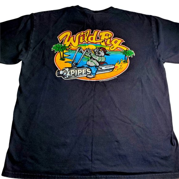 Wild Pig Pipes Graphic Tee Shirt Black Size LGG 42-44 (Harley Davidson Exhaust) - Picture 3 of 8